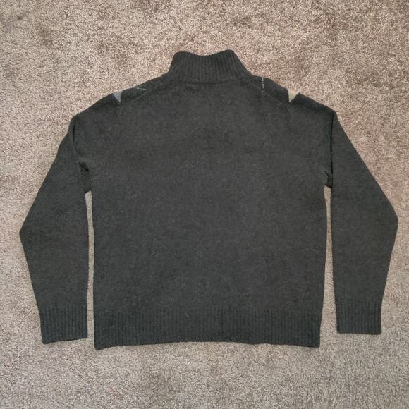 J. Crew Men's L 100% Lambs Wool Diamond Brown Full Zip Sweater Jacket - Picture 5 of 8